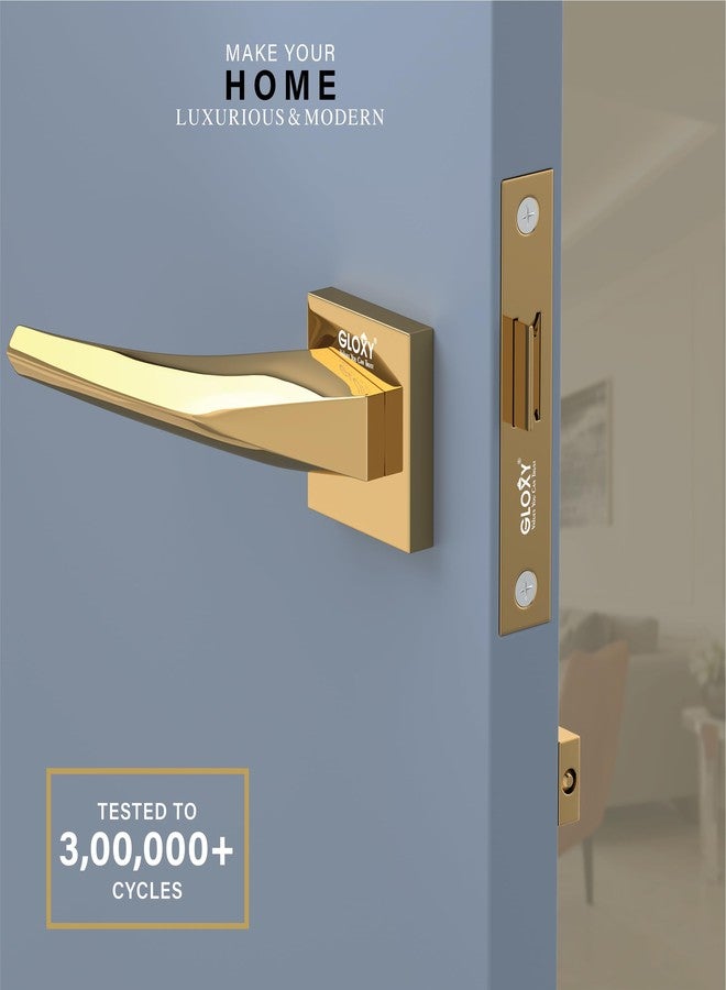 GLOXY Brass Door Lock Set for Bathroom, Mortise Door Lock Handle Set for Balcony, Keyless Lock Handle Set for Storeroom |Gold Finish (2 Years Warranty, Pack of 1) - Image 4